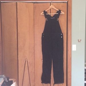 American apparel black denim overalls S
